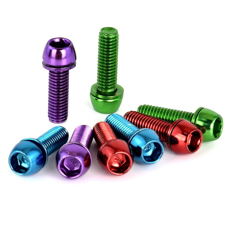 Handlebar Riser Stem - 6pcs Bicycle Handlebar Screws Titanium-plated Colorful