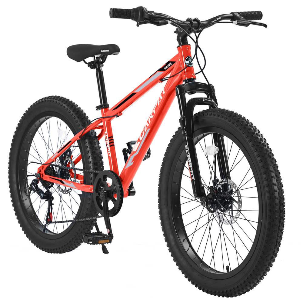 Mountain Biking Youth - Elecony Fat Bike 24'' Dual Disc